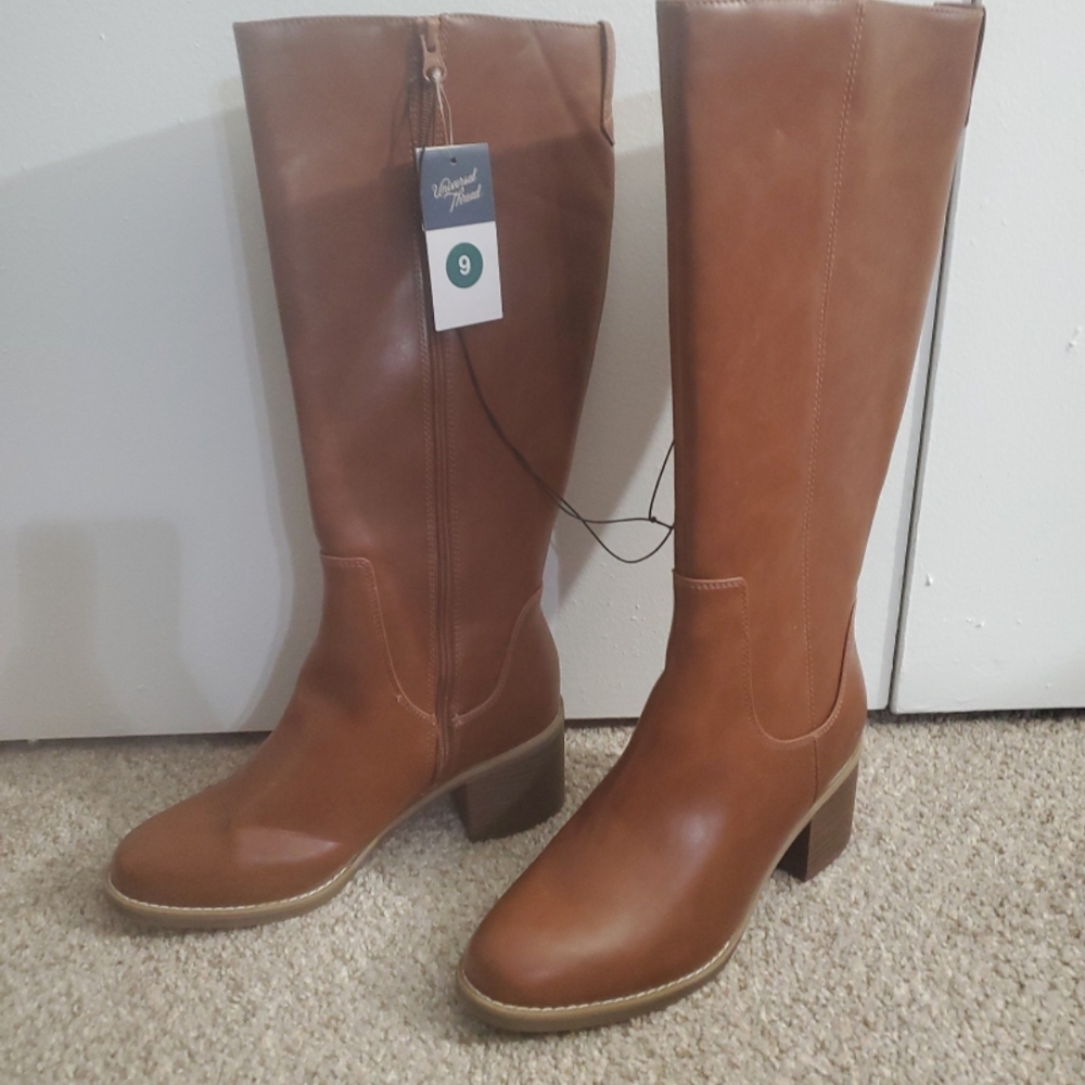Universal Thread Tall Block Heel Riding Boots in Brown